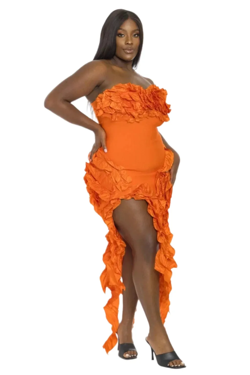 My Festivities Bandage Midi Dress-Orange
