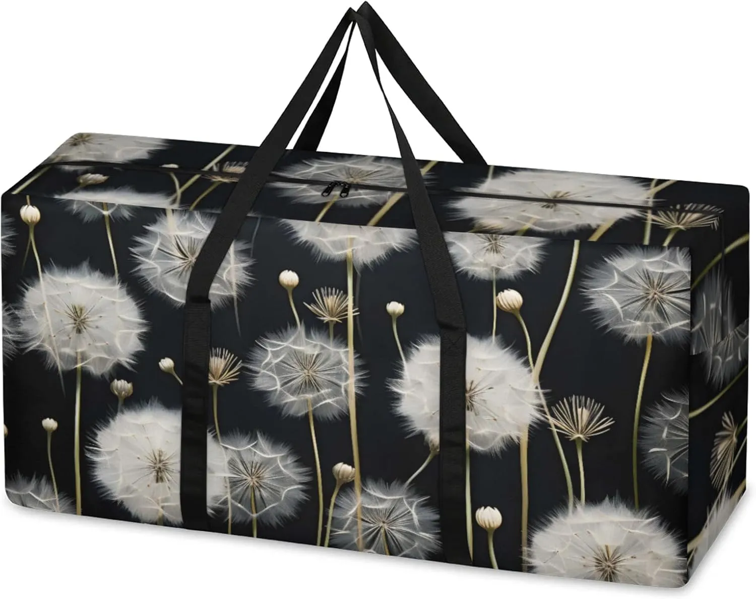 Mystical Dandelion Extra Large Moving Bags Heavy Duty Storage Bags Cloth Wrap Around Handles Double Zipper Reusable Convenient Foldable Storage Tote for Travel Camping Space Save