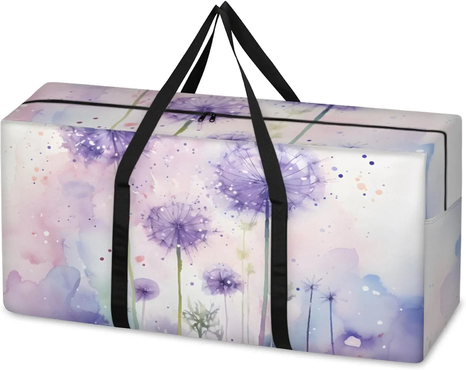 Mystical Dandelion Extra Large Moving Bags Heavy Duty Storage Bags Graffiti Dandelion Cloth Wrap Around Handles Double Zipper Reusable Convenient Foldable Storage Tote for Travel Camping Space Save