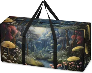 Mystical Forest Extra Large Moving Bags Heavy Duty Storage Bags Glowing Forest Cloth Wrap Around Handles Double Zipper Reusable Convenient Foldable Storage Tote for Travel Camping Space Save