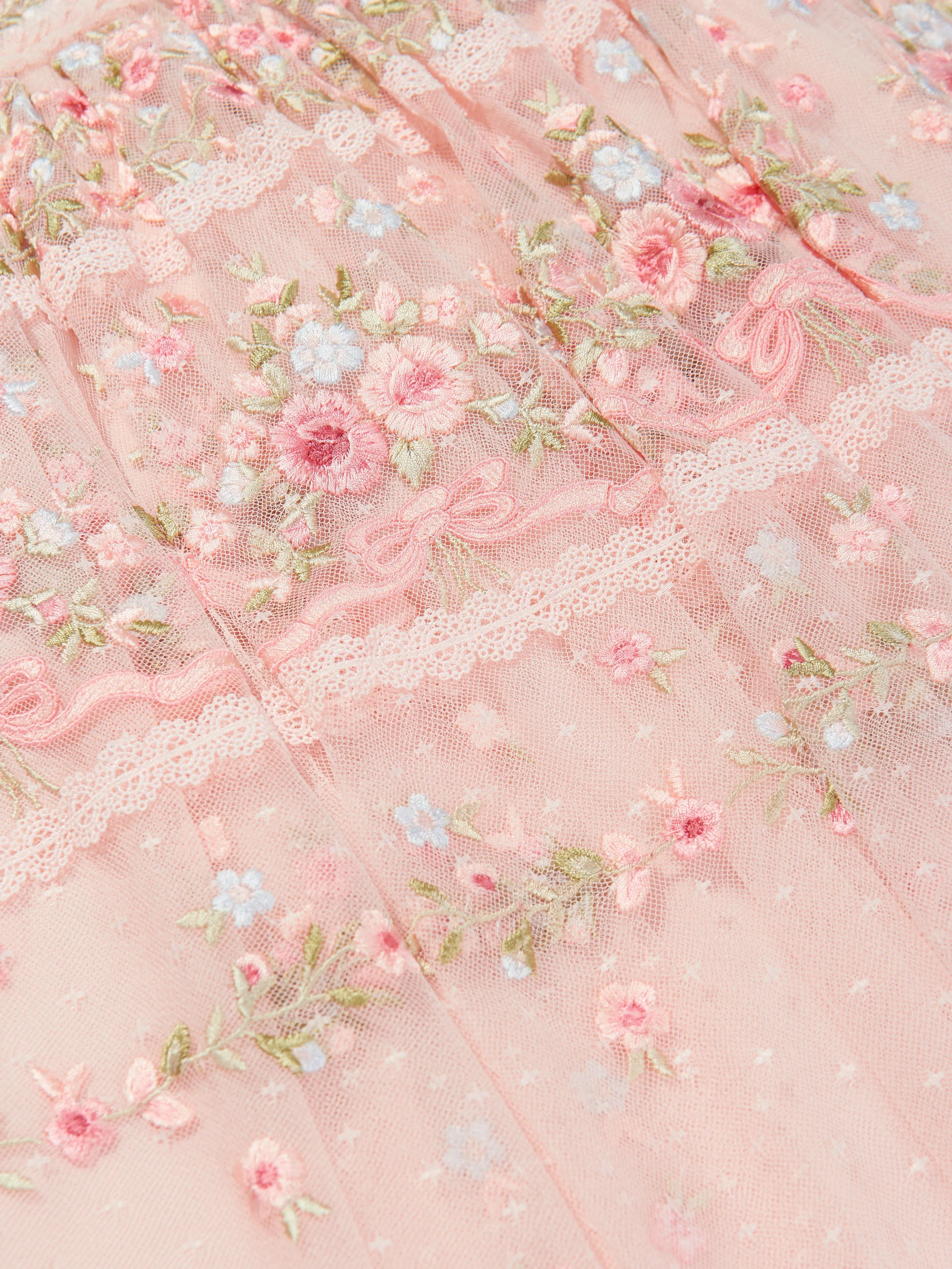Needle & Thread Girls Ribbon Bouquet Dress In Pink