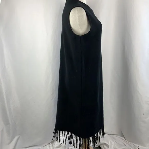 NWT SalvatoreFerragamo Black Knit Fringe Trim Dress
