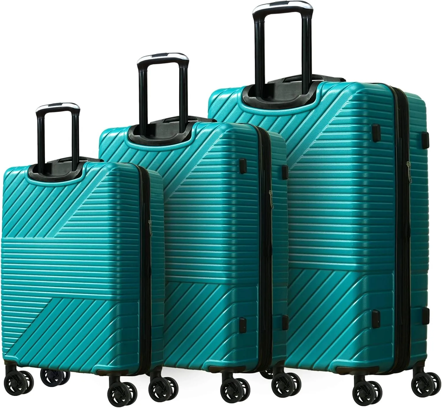 Organize Travel with 3-Piece Hardshell Luggage Set, Lightweight ABS Material, Double Spinner Wheels, Green