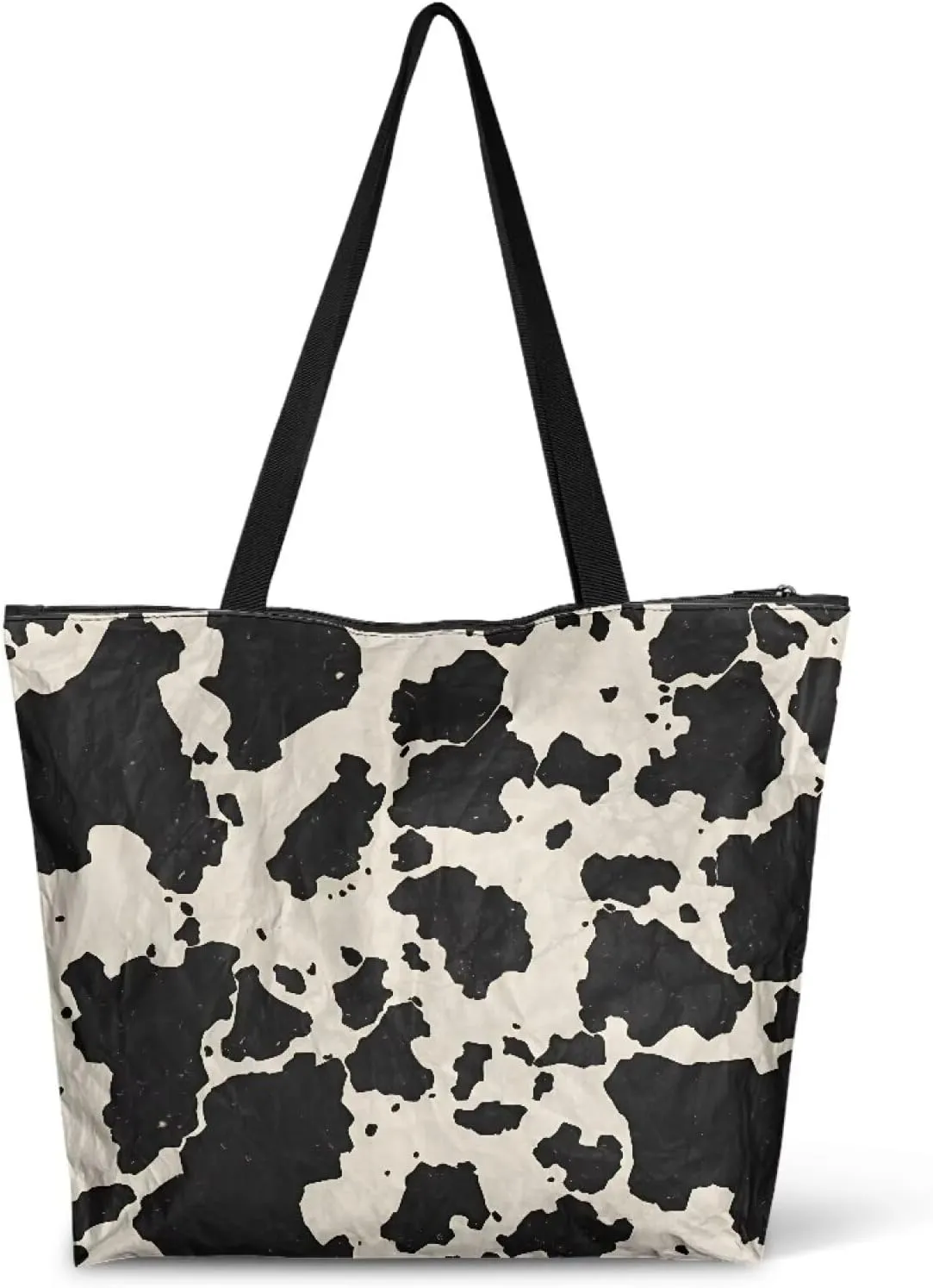 Paper Bag Shoulder Bag with Zippers, Butterfly Flowers Lightweight Large Shopping Beach Totes Bags Book Tote