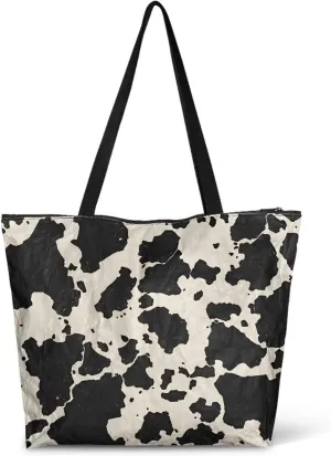 Paper Bag Shoulder Bag with Zippers, Butterfly Flowers Lightweight Large Shopping Beach Totes Bags Book Tote