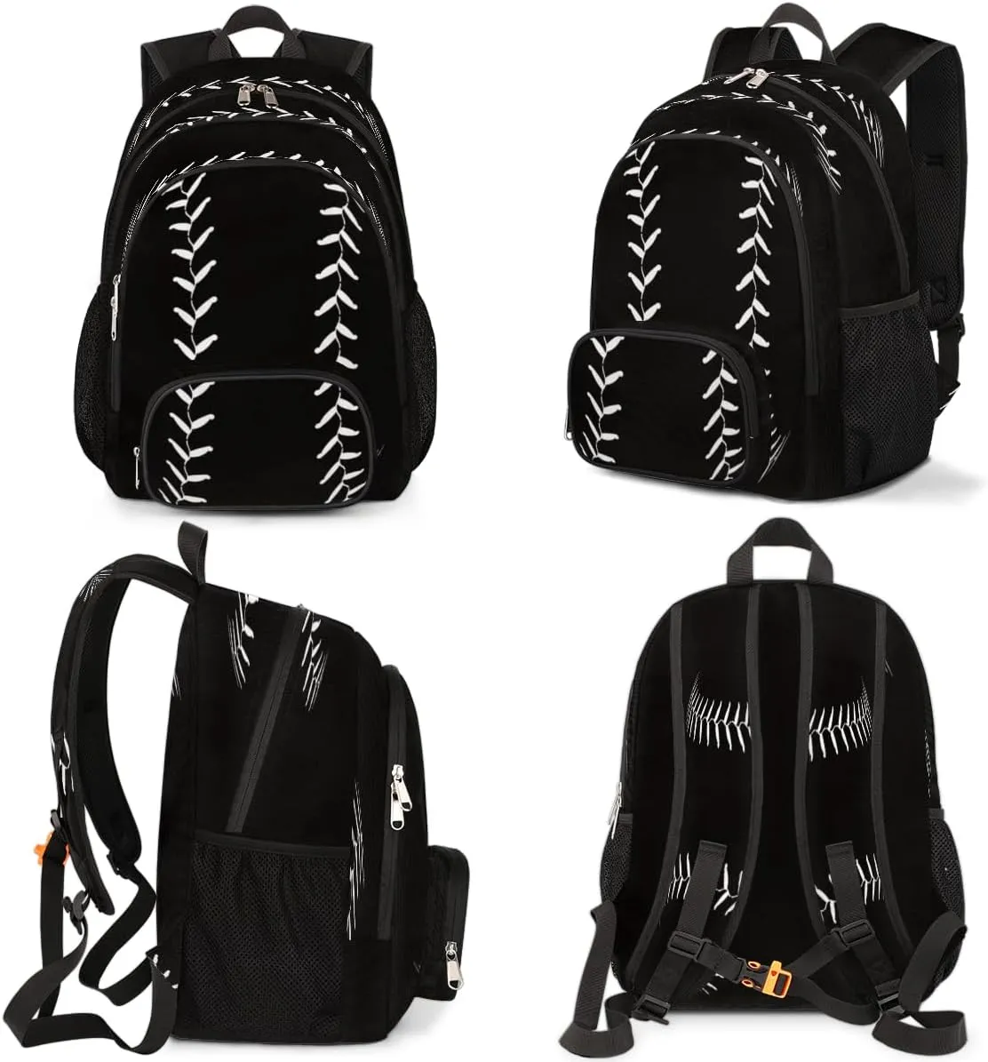 Pardick Black Baseball School Backpacks for Girls Boys Teens Students - Baseball Sport Stylish College Schoolbag Book Bag - Water Resistant Travel Backpacks for Women Men