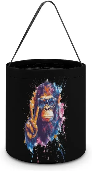 Peace Sign Bigfoot Sasquatch Halloween Candy Bag Candy Tote Bucket Gift Bags Party Supplies for Women Men
