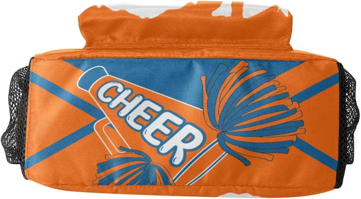 Personalized Cheerleader Backpacks Name Waterproof Laptop Bags Cheer Pom Orange Blue