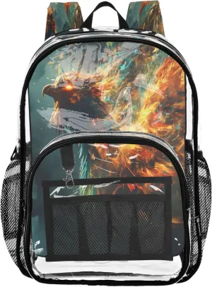 Phoenix Rebirth Dark Backpack, Clear Plastic Bag, School Bags for Girls, See through Backpack