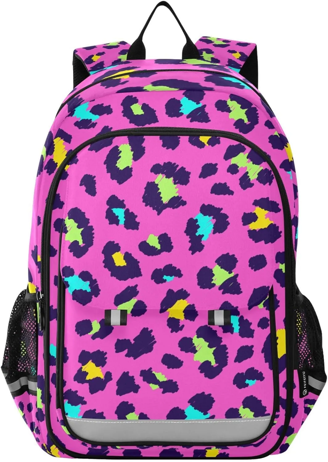 Pink Leopard Animal Print Laptop Backpack Purse for Women Men School Bag 17 Inch Bookbag Student Boys Girls Travel Casual Daypack