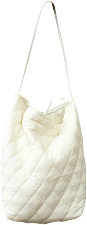 Quilted Bucket Shoulder Bag for Women Large Soft Totes Purse Casual Working Handbag Top-handle Satchel