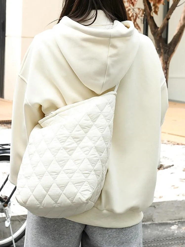 Quilted Bucket Shoulder Bag for Women Large Soft Totes Purse Casual Working Handbag Top-handle Satchel
