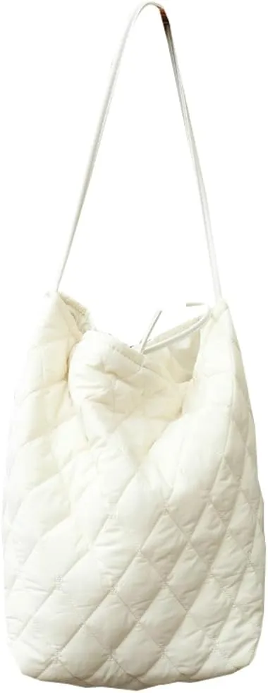 Quilted Bucket Shoulder Bag for Women Large Soft Totes Purse Casual Working Handbag Top-handle Satchel
