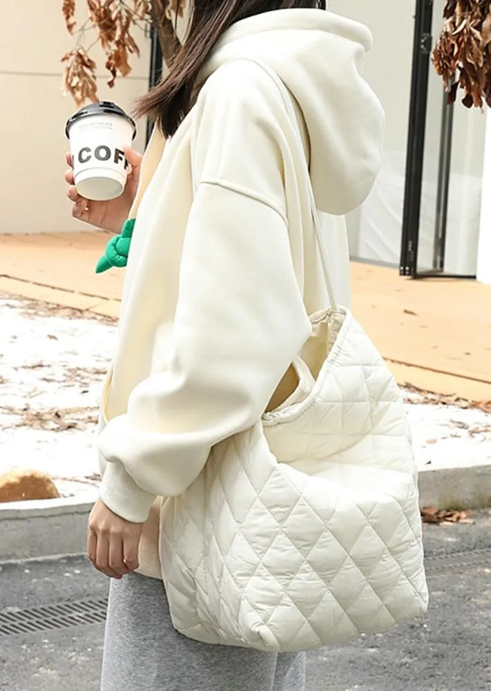 Quilted Bucket Shoulder Bag for Women Large Soft Totes Purse Casual Working Handbag Top-handle Satchel