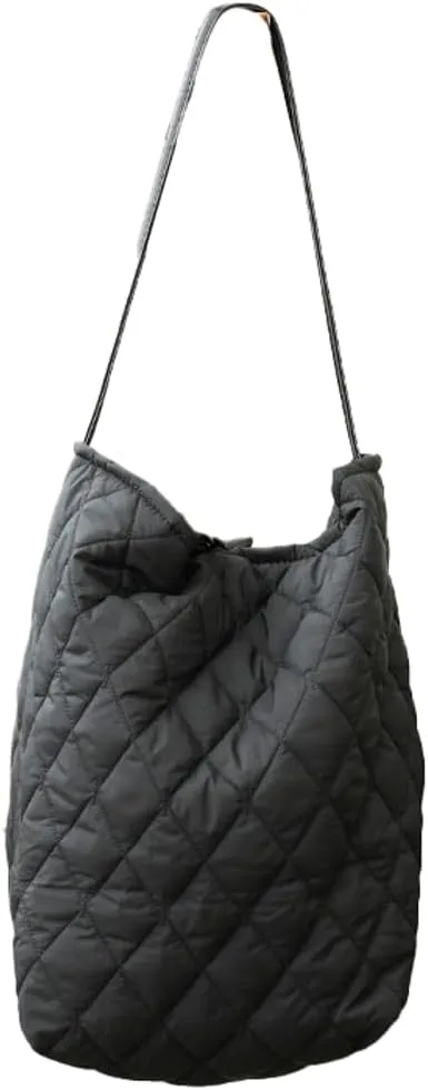 Quilted Bucket Shoulder Bag for Women Large Soft Totes Purse Casual Working Handbag Top-handle Satchel