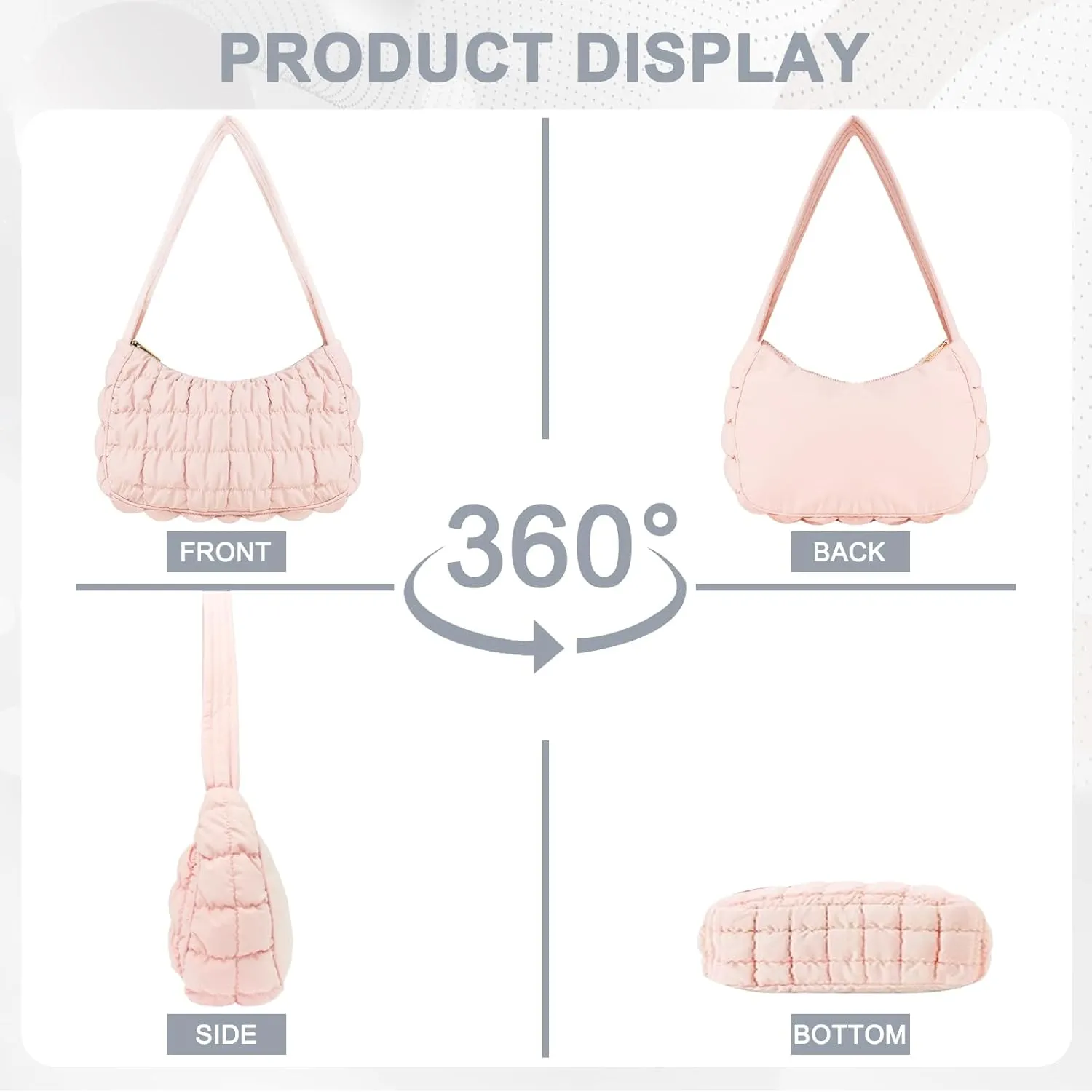 Quilted Puffer Purse for Women Crescent Bag Small Puffer Shoulder Bag Puffy Hobo Bag