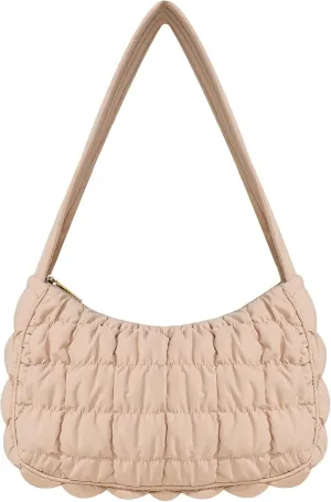 Quilted Puffer Purse for Women Crescent Bag Small Puffer Shoulder Bag Puffy Hobo Bag