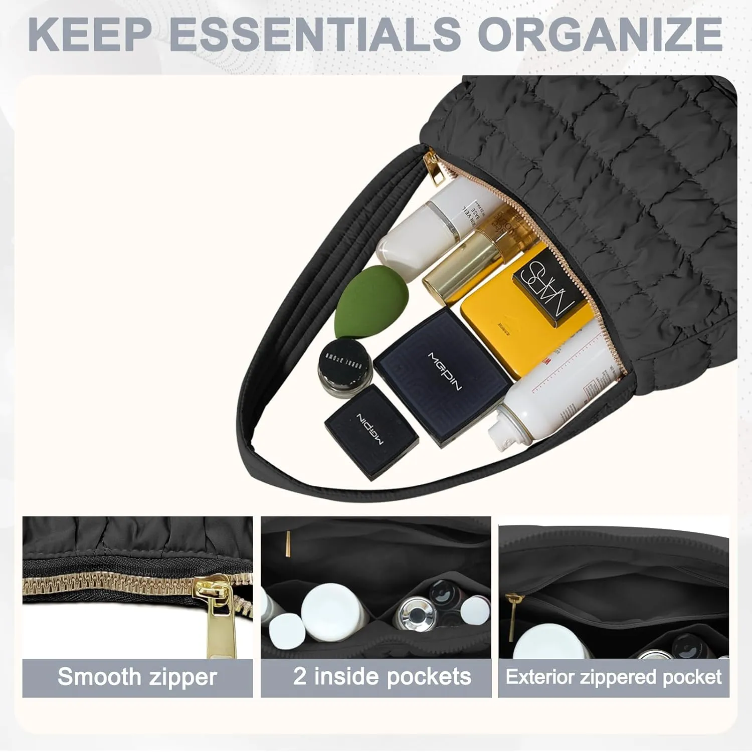 Quilted Puffer Purse for Women Crescent Bag Small Puffer Shoulder Bag Puffy Hobo Bag