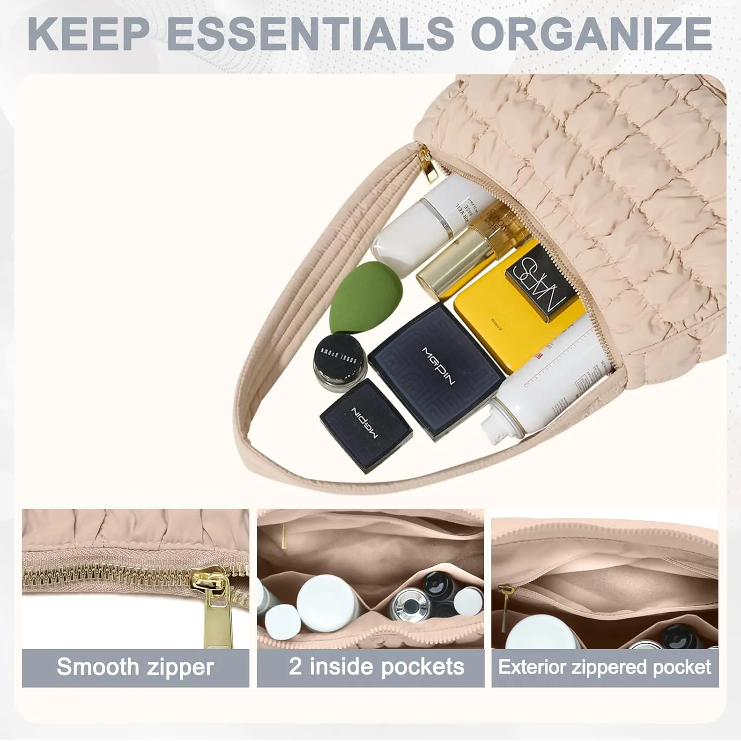 Quilted Puffer Purse for Women Crescent Bag Small Puffer Shoulder Bag Puffy Hobo Bag