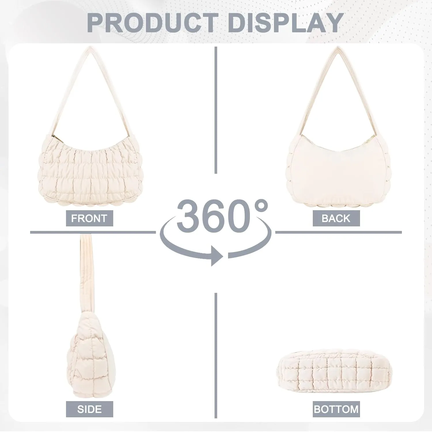 Quilted Puffer Purse for Women Crescent Bag Small Puffer Shoulder Bag Puffy Hobo Bag