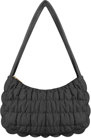 Quilted Puffer Purse for Women Crescent Bag Small Puffer Shoulder Bag Puffy Hobo Bag