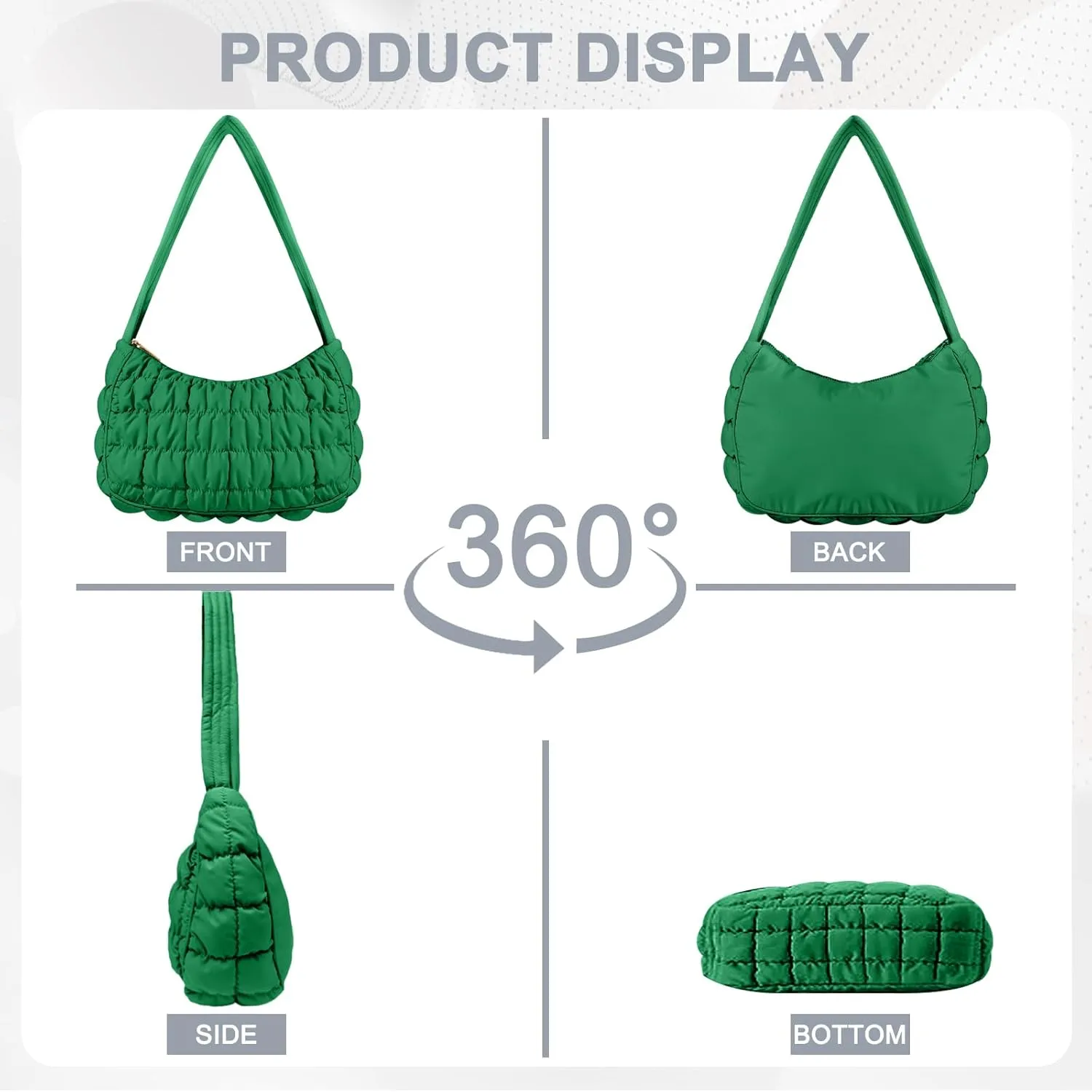 Quilted Puffer Purse for Women Crescent Bag Small Puffer Shoulder Bag Puffy Hobo Bag