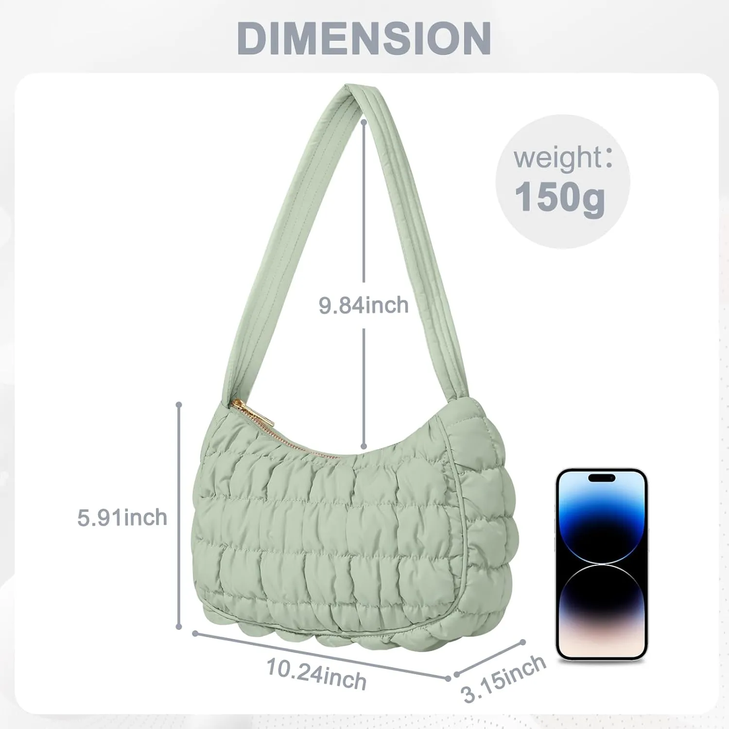 Quilted Puffer Purse for Women Crescent Bag Small Puffer Shoulder Bag Puffy Hobo Bag