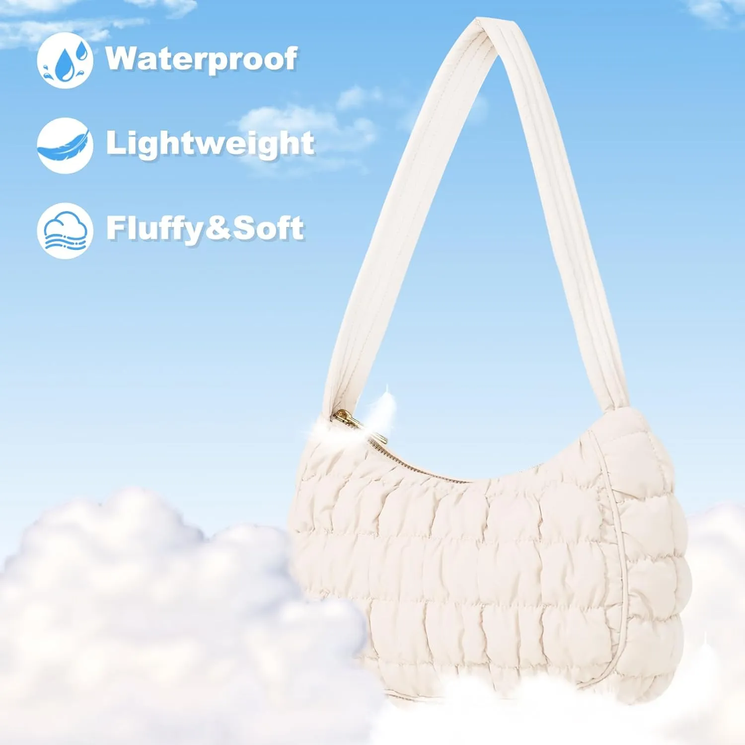 Quilted Puffer Purse for Women Crescent Bag Small Puffer Shoulder Bag Puffy Hobo Bag