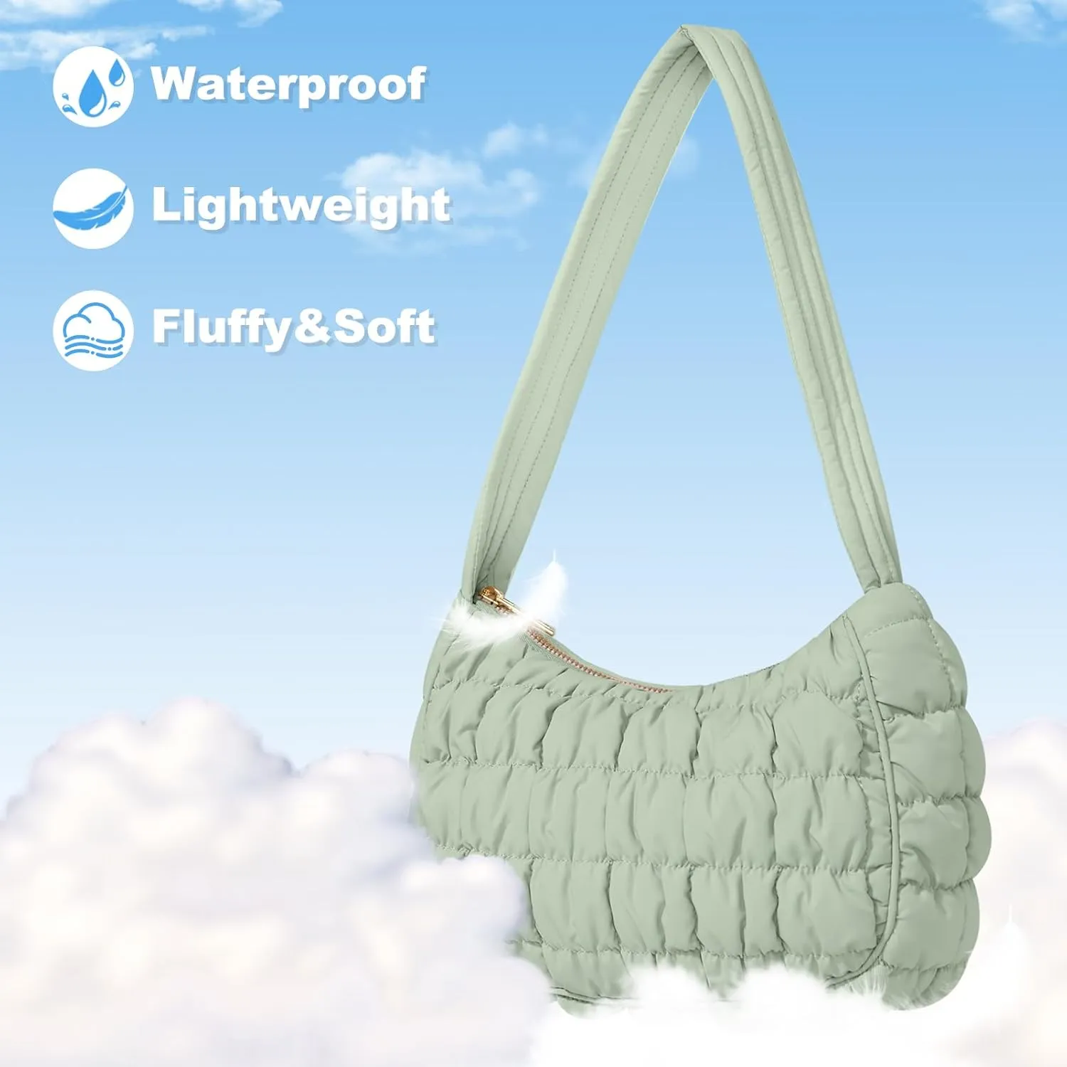 Quilted Puffer Purse for Women Crescent Bag Small Puffer Shoulder Bag Puffy Hobo Bag