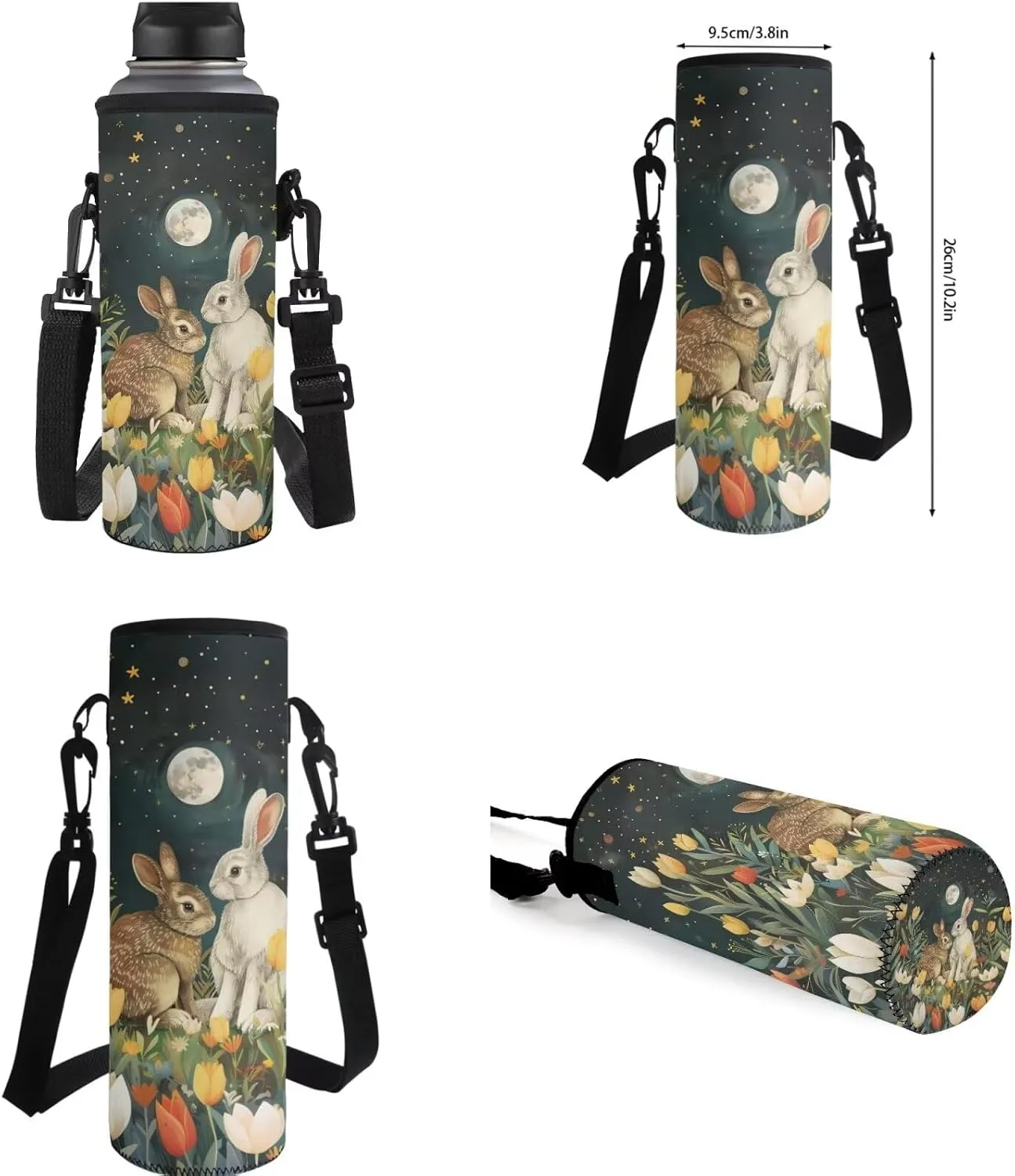 Rabbit Kids' Backpacks & Lunch Boxes Flower School Bag for Girls Moon Kids Backpacks Boys School Bag for Teenage Girls Lunch Bags for School Insulated Pencil Box Bottle Cooler Bag