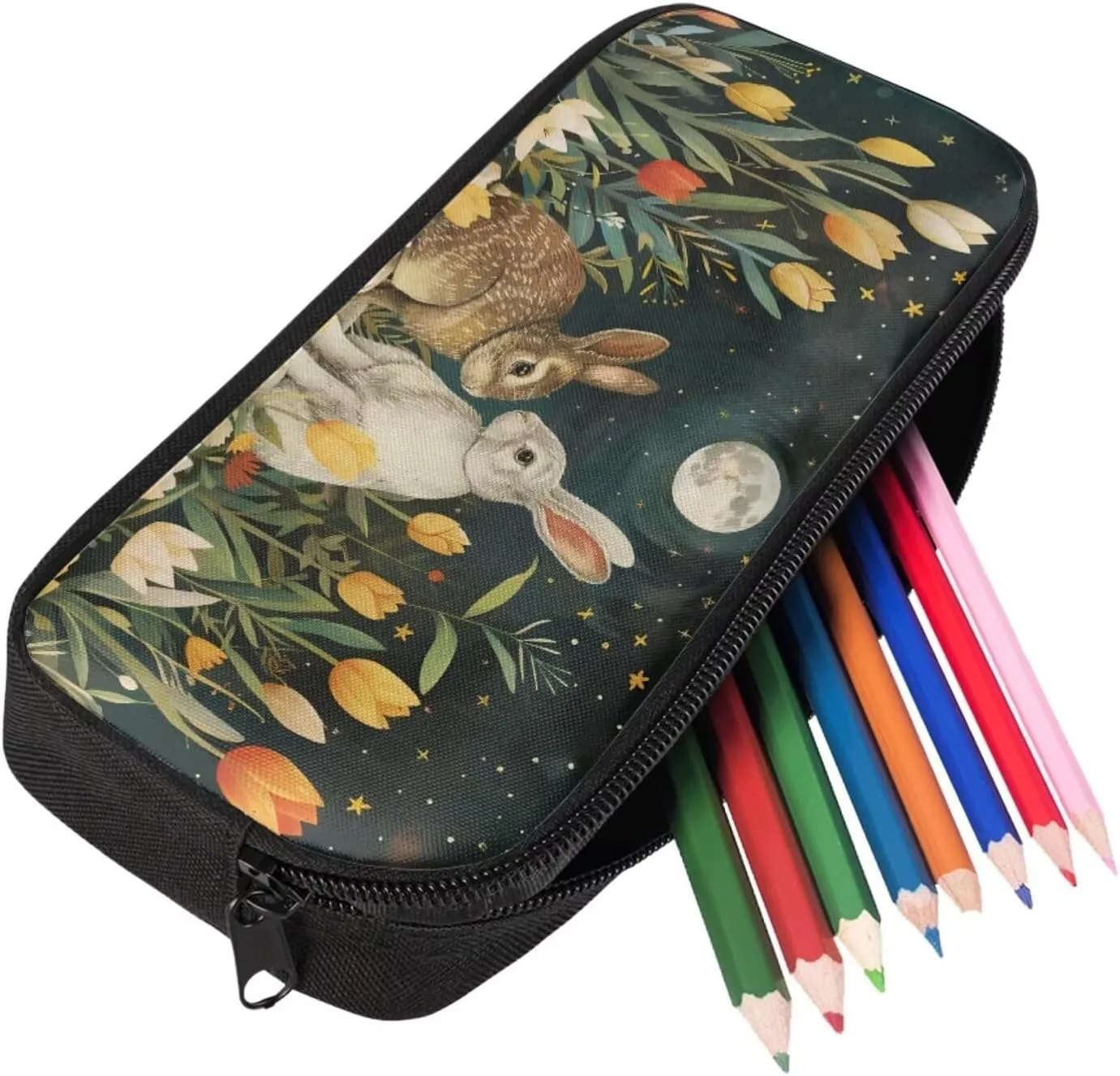 Rabbit Kids' Backpacks & Lunch Boxes Flower School Bag for Girls Moon Kids Backpacks Boys School Bag for Teenage Girls Lunch Bags for School Insulated Pencil Box Bottle Cooler Bag