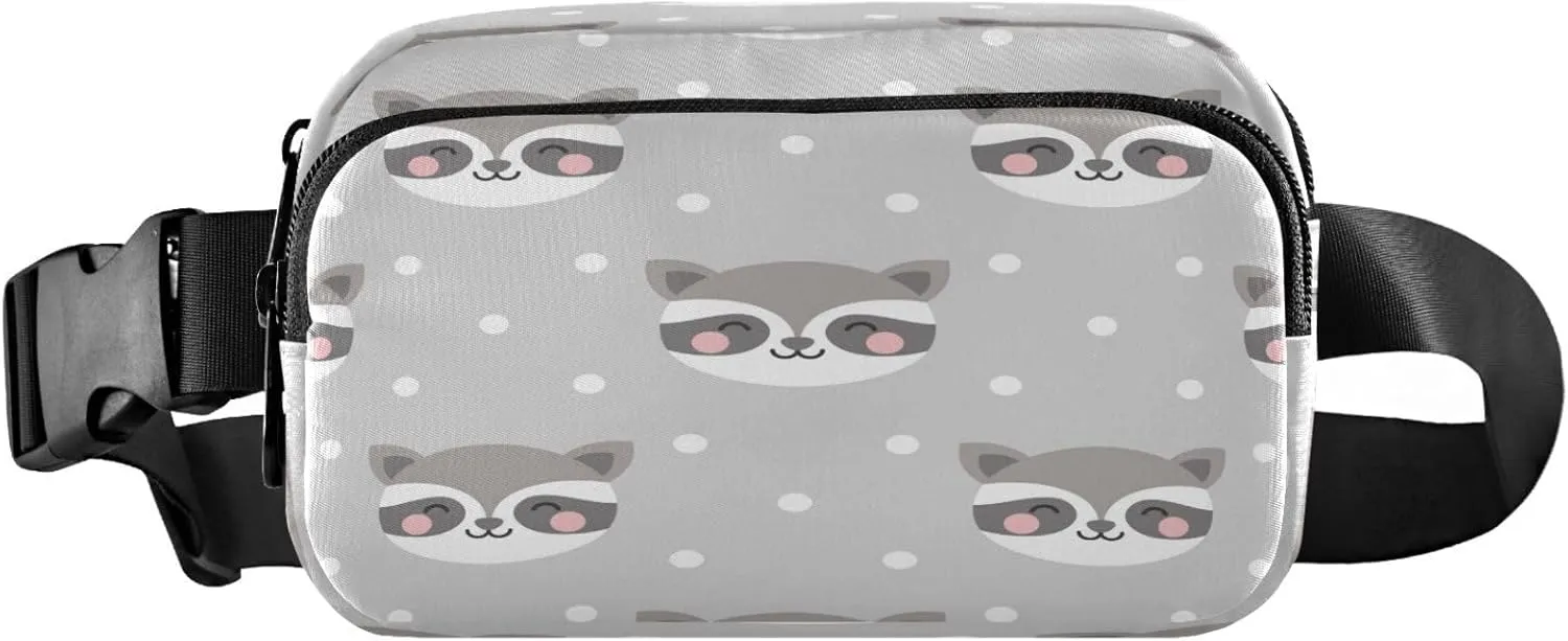 Raccoon Cute Dot Belt Bag for Women Men Fanny Pack Small Waist Pouch Crossbody Bags for Outdoor Hiking Running Travel