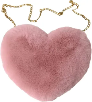 Retro Clutch Underarm Purse Fashion Love Bag Peach Heart Bag Women Chain Crossbody Plush One Shoulder Wool
