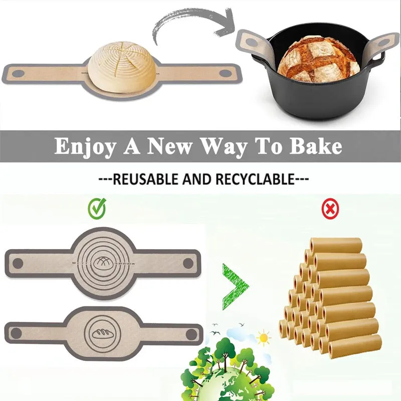 Reusable Non-Stick Silicone Oval & Round Bread Sling Set