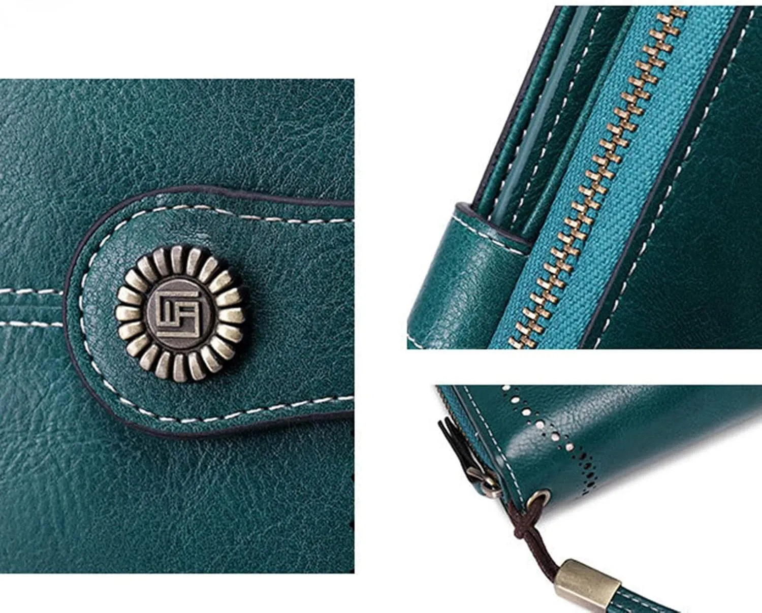 Rfid Wallet Women,2024 New Leather Wallet Women Wristlet,Zip Around Rfid Blocking Large Capacity Bifold Credit Card Wallet Clutch Purses,Travel Wallet for Mom Ladies Girls Women