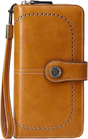 Rfid Wallet Women,2024 New Leather Wristlet Wallets for Women,Bifold Rfid Blocking Zip Around Large Capacity Credit Card Holder Clutch Purses,Travel Wallet for Girls Ladies Mom Women
