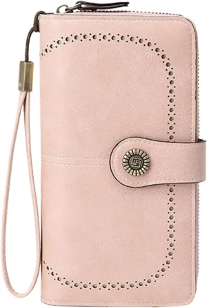 Rfid Wallet Women,Leather Wallet Women Wristlet,Bifold Zip Around Rfid Blocking Large Capacity Clutch Purses Credit Card Wallet,Travel Wallet for Ladies Mom Girls Women