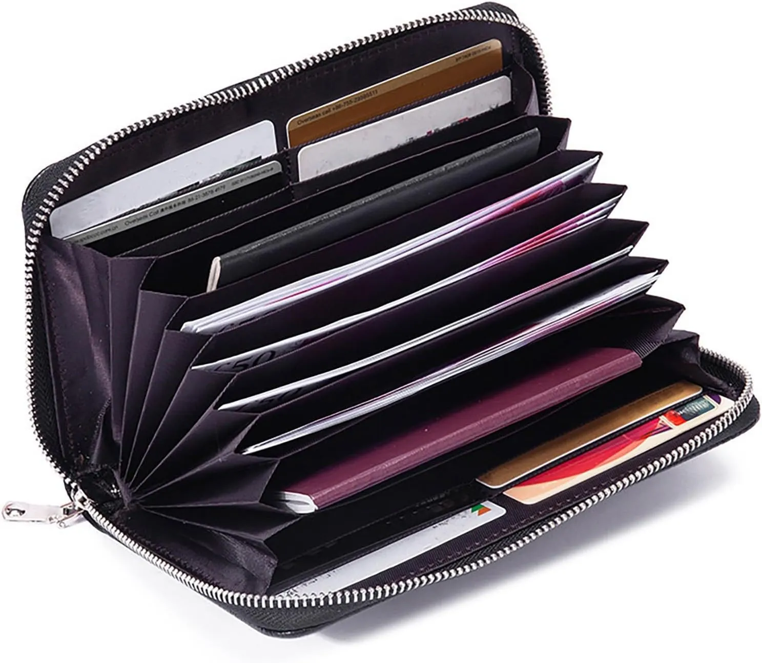 Rfid Wallet Women,Leather Wallet Wristlet for Women,Rfid Blocking Large Capacity Zip Around Bifold Clutch Purses Credit Card Wallet,Travel Wallet for Mom Women Girls Ladies
