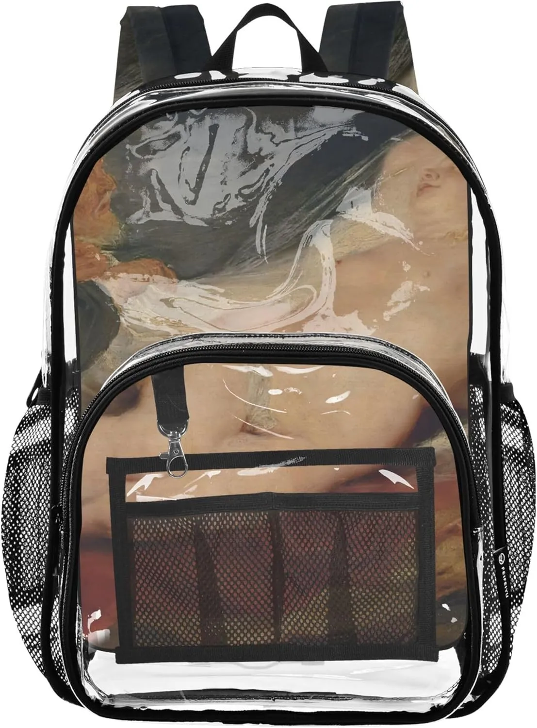 Rubens Prints Ermit Sleeping Angelica Women Clear Backpack Cute Kids Backpack for Girls Plastic See through Bookbag