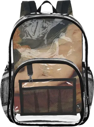Rubens Prints Ermit Sleeping Angelica Women Clear Backpack Cute Kids Backpack for Girls Plastic See through Bookbag