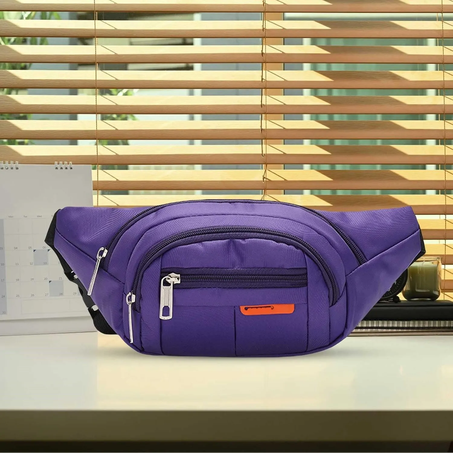 Running Fanny Pack Men's And Women's Mobile Phone Out Of Home Waist Pack with Water Bottle Holder And Phone Holder (Purple, One Size)