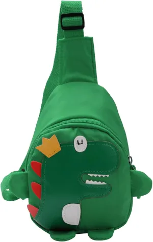 s And Boys Childrens Fashion Cartoon Dinosaur Chest Bags Nylon Adjustable Lightweight Messenger (Green, One Size)