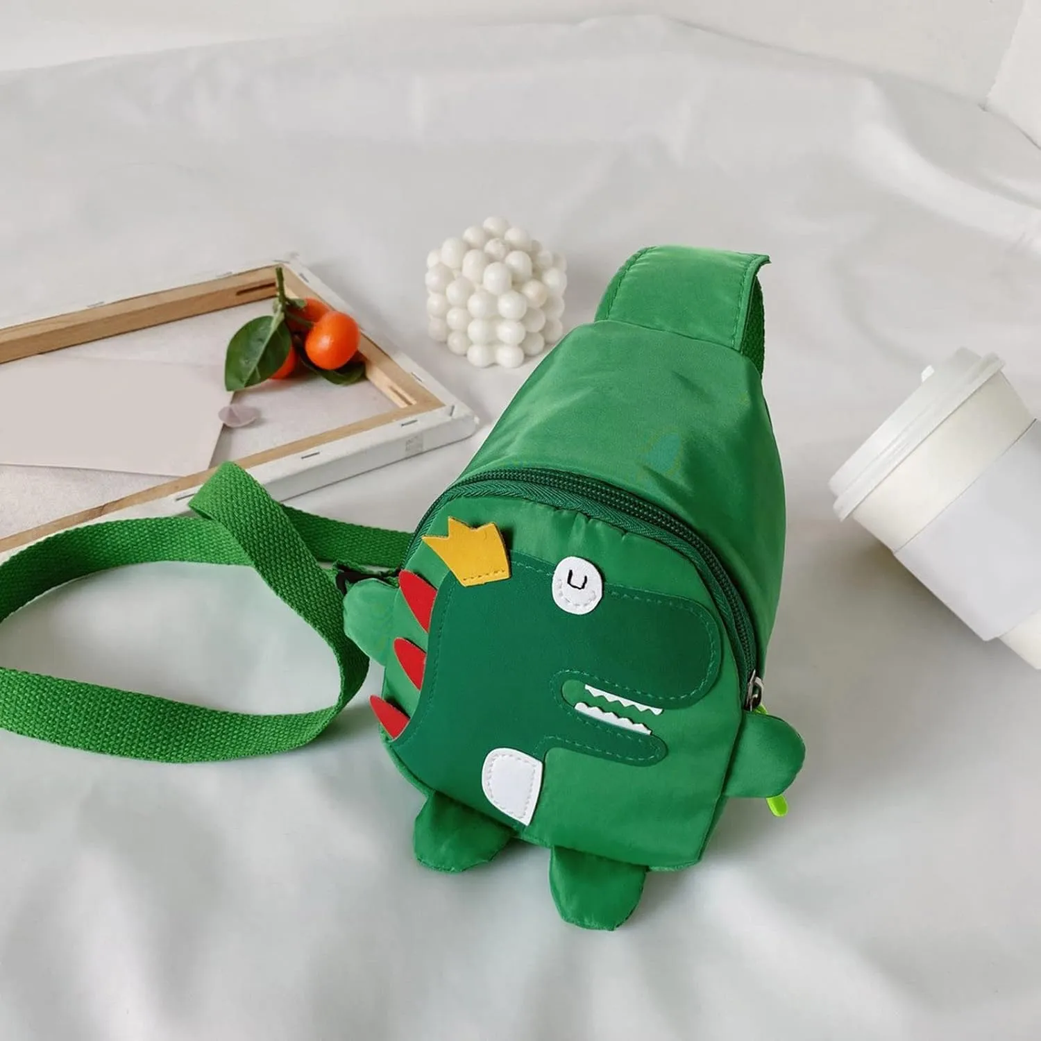 s And Boys Childrens Fashion Cartoon Dinosaur Chest Bags Nylon Adjustable Lightweight Messenger (Green, One Size)