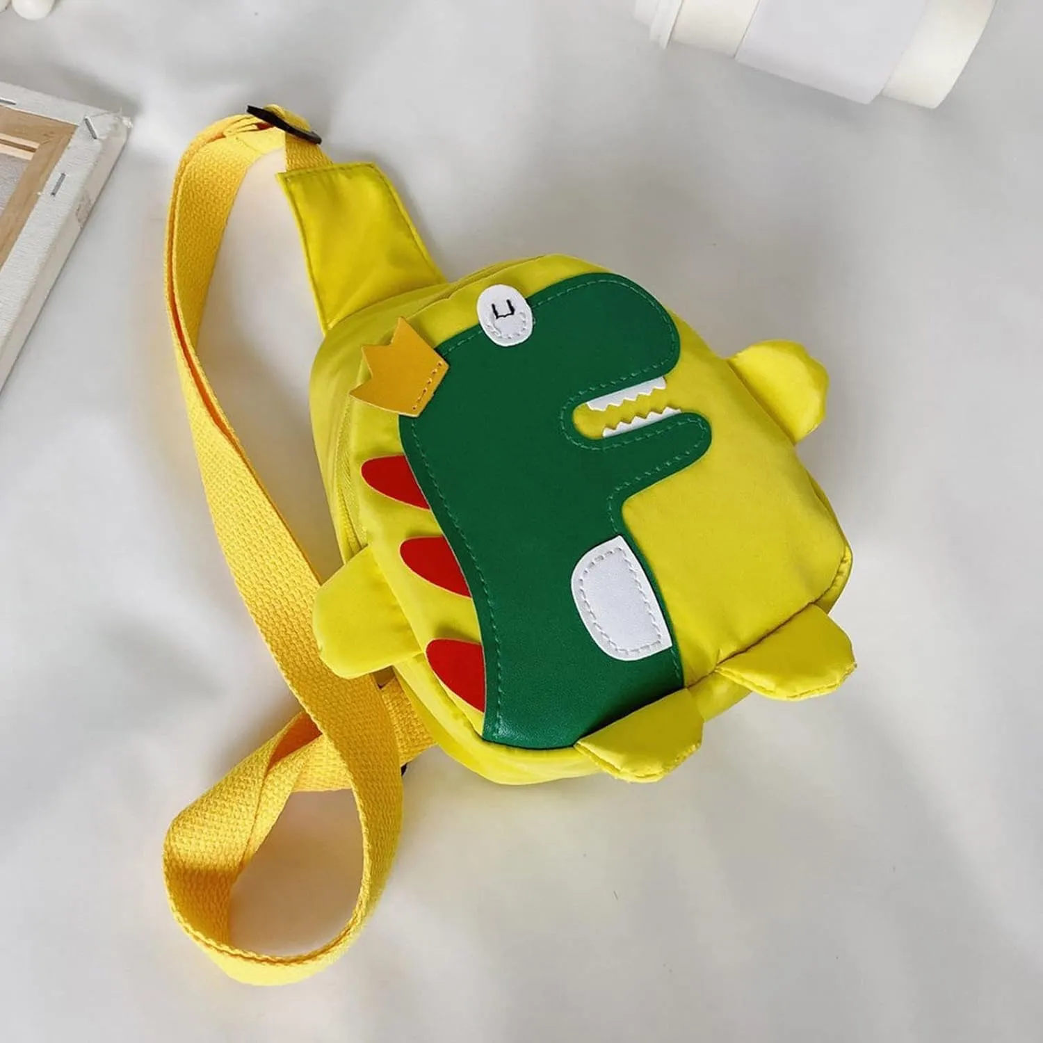s And Boys Childrens Fashion Cartoon Dinosaur Chest Bags Nylon Adjustable Lightweight Messenger (Yellow, One Size)