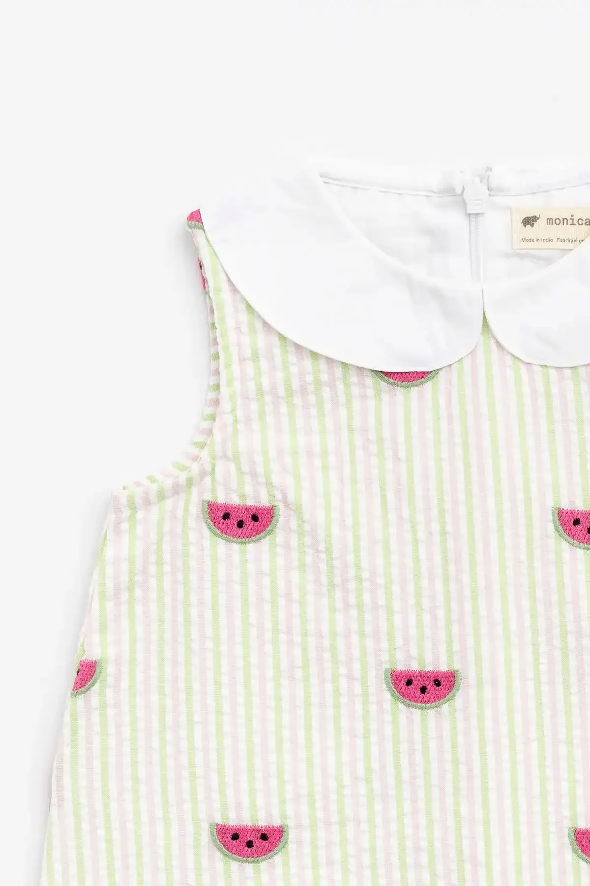 SALE - Seersucker Dress_Watermelon on Pink   Green Seersucker