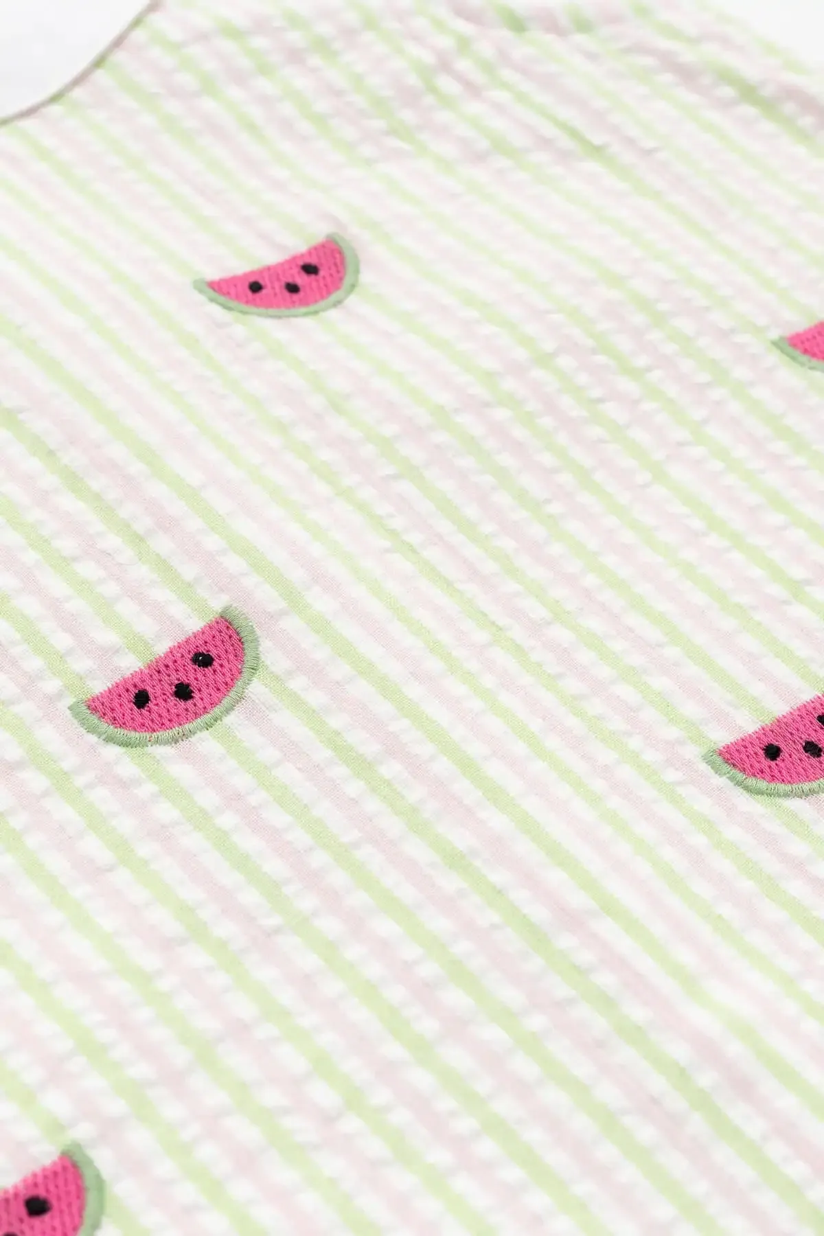 SALE - Seersucker Dress_Watermelon on Pink   Green Seersucker