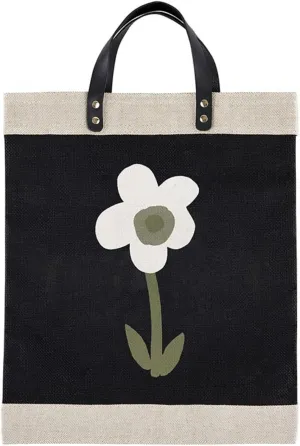Santa Barbara Design Studio Womens Jute Burlap Farmer's Market Shopping Tote w/Genuine Leather Handles & Waterproof Lining