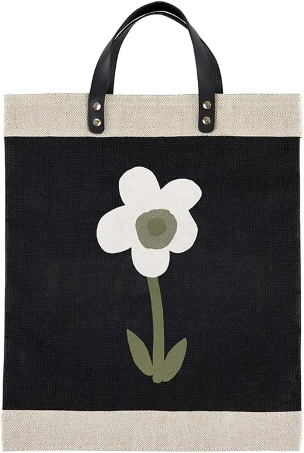 Santa Barbara Design Studio Womens Jute Burlap Farmer's Market Shopping Tote w/Genuine Leather Handles & Waterproof Lining