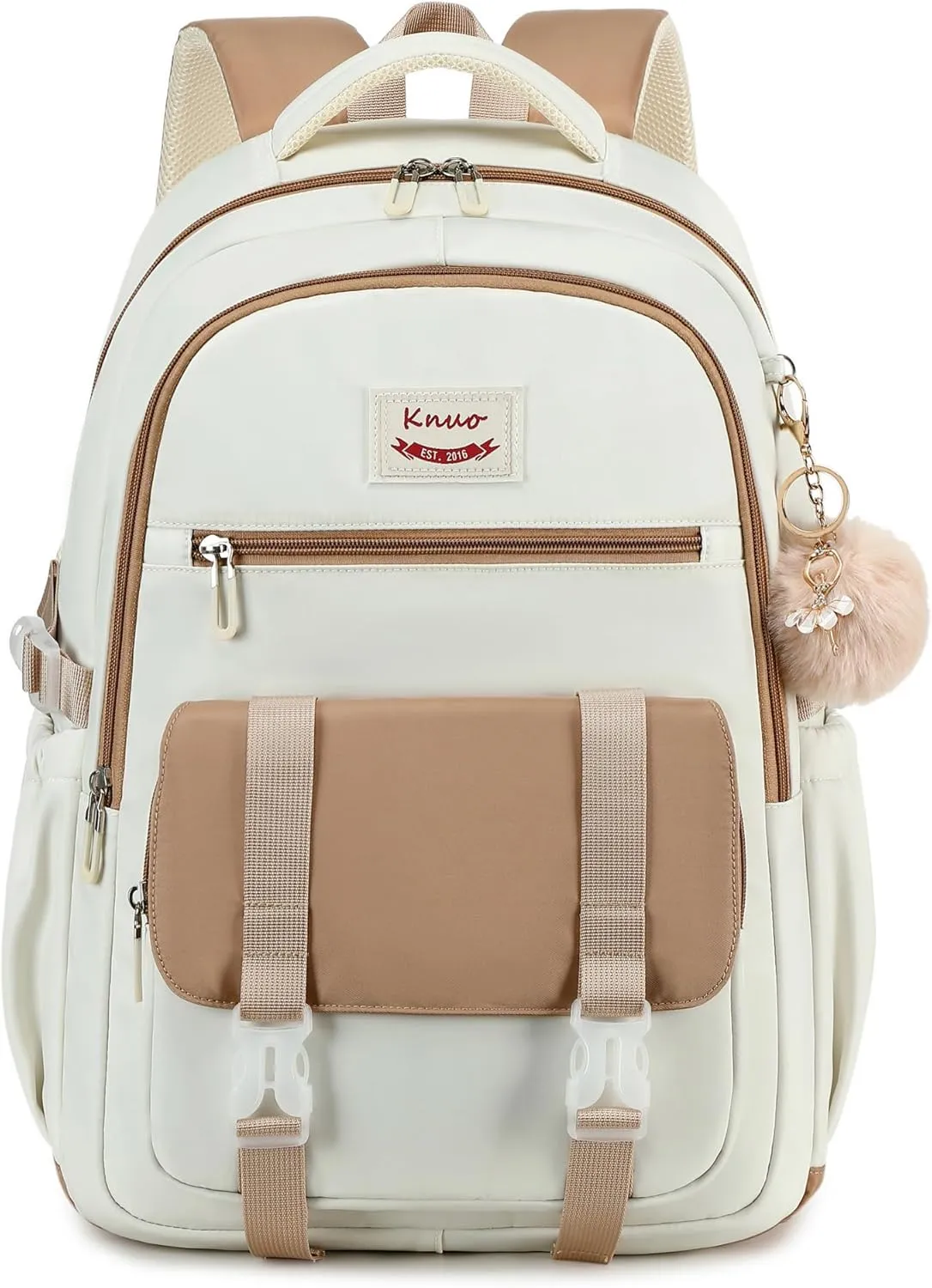 School Backpack for Teen Girls College Backpacks for Women Students Bookbag Large 15.6 Inch Laptop Bags Kids Kindergarten Elementary Middle School Bag Anti Theft Daypack Travel Back Pack Beige