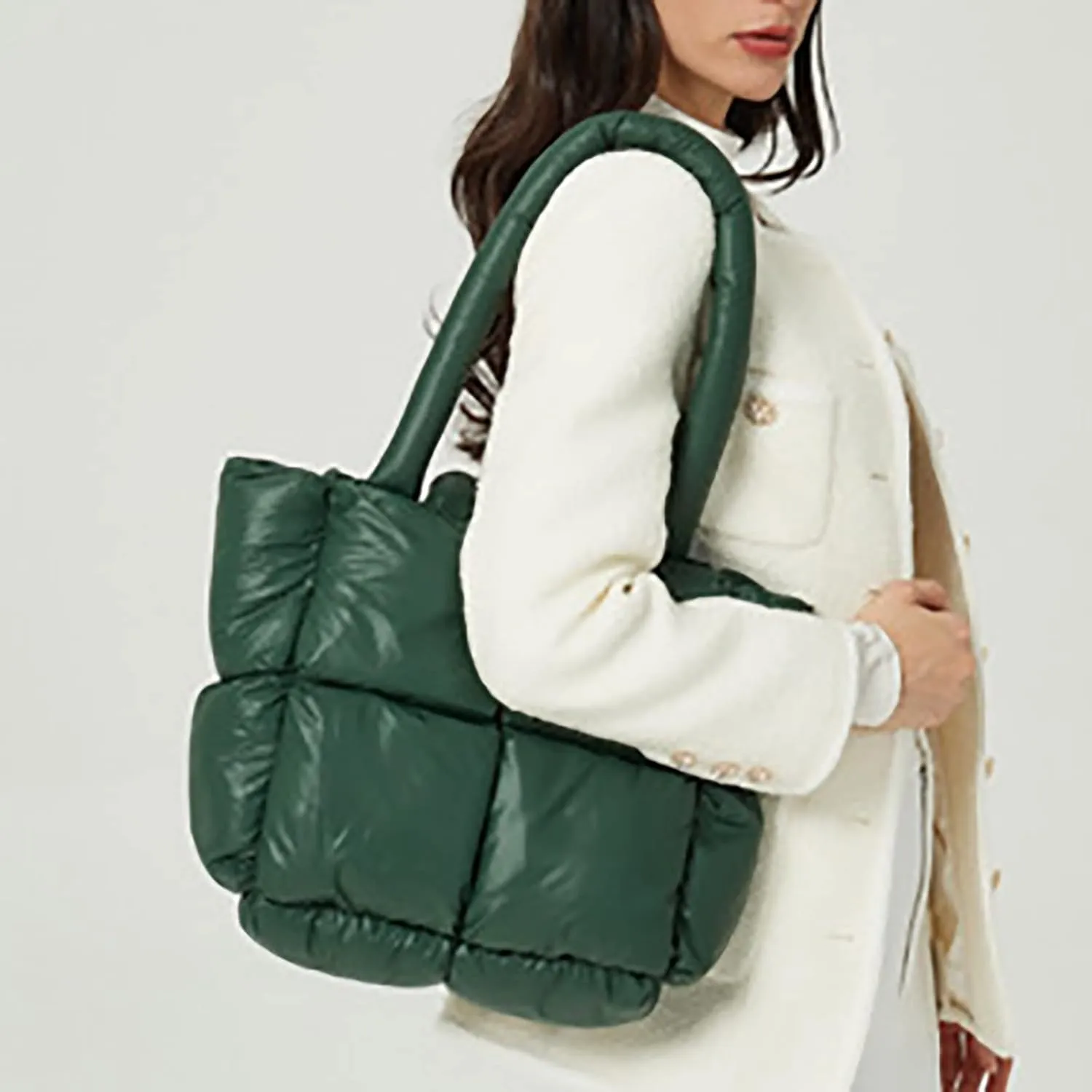 Shoulder Bag for Women Ladies Large Quilted Tote Bag Winter Soft Quilted Shoulder Down Ladies
